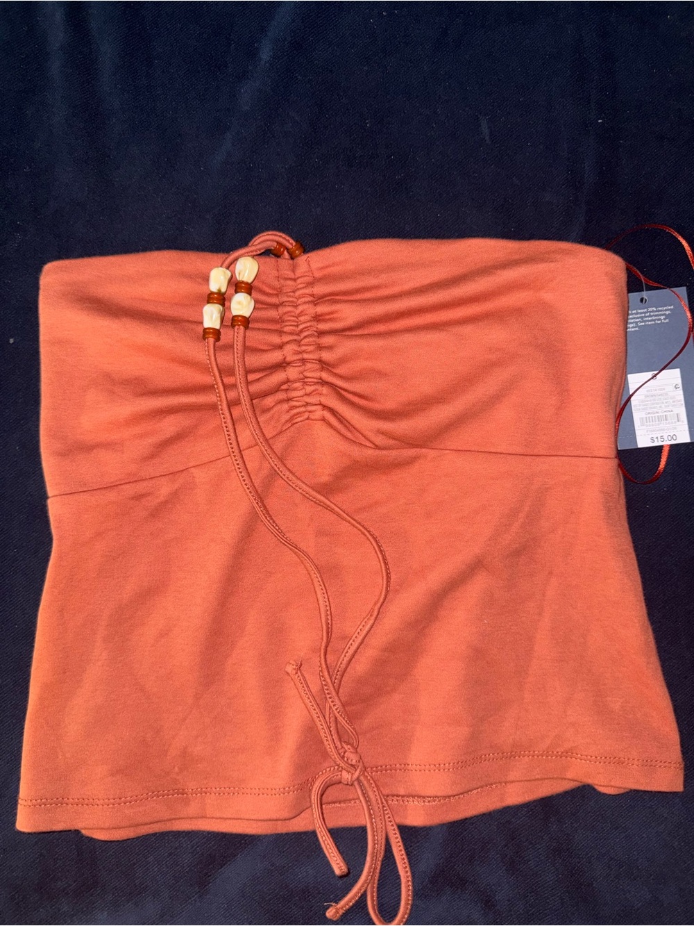 wild fable Rust Strapless Ruched Tank with Bead Drawstring